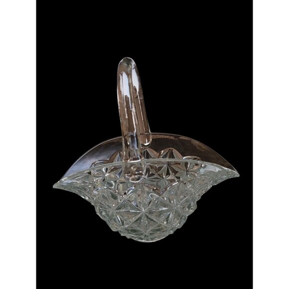 Other - Vintage 1960s Pressed Glass Brides Wedding Basket With Handle Starburst Pattern